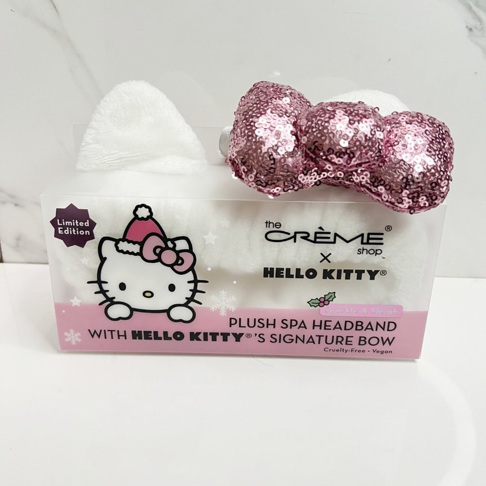 NEW The Creme Shop x Hello Kitty Plush Spa Headband Sparkle & Sleigh - Pink